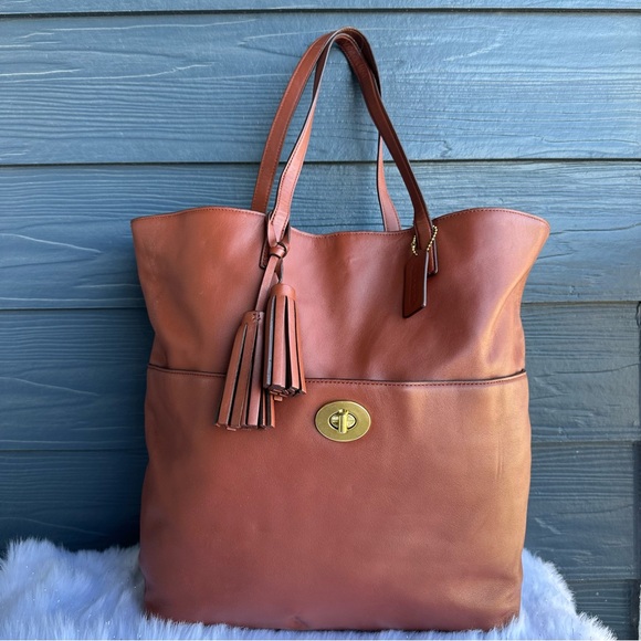Coach Handbags - Coach Legacy Brown Leather Turnlock Tote Bag